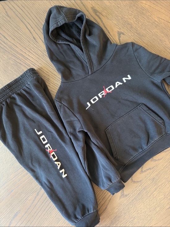 Jordan Other - Jordan Kids Black Hoodie & Joggers Set with White and Red Logo
